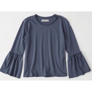 Abercrombie & Fitch Dusty Blue Long Sleeve Bell Sleeve‎ Top Blouse - Large